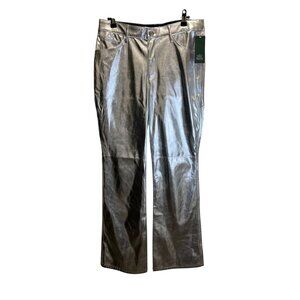NWT Wild Fable Silver Metallic High-Rise Straight Leg Pants Size 10